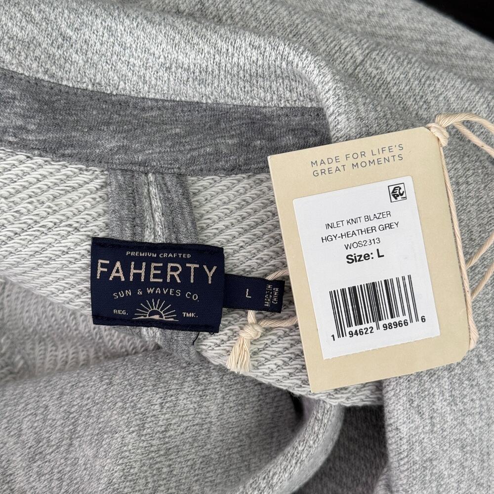 Faherty Inlet Knit Blazer WOMENS Large Jacket Sweatshirt Comfort Unlined Grey - Picture 3 of 8